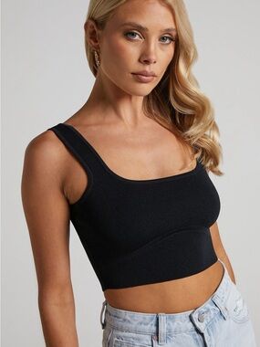 Showpo Black Ribbed Tank Top